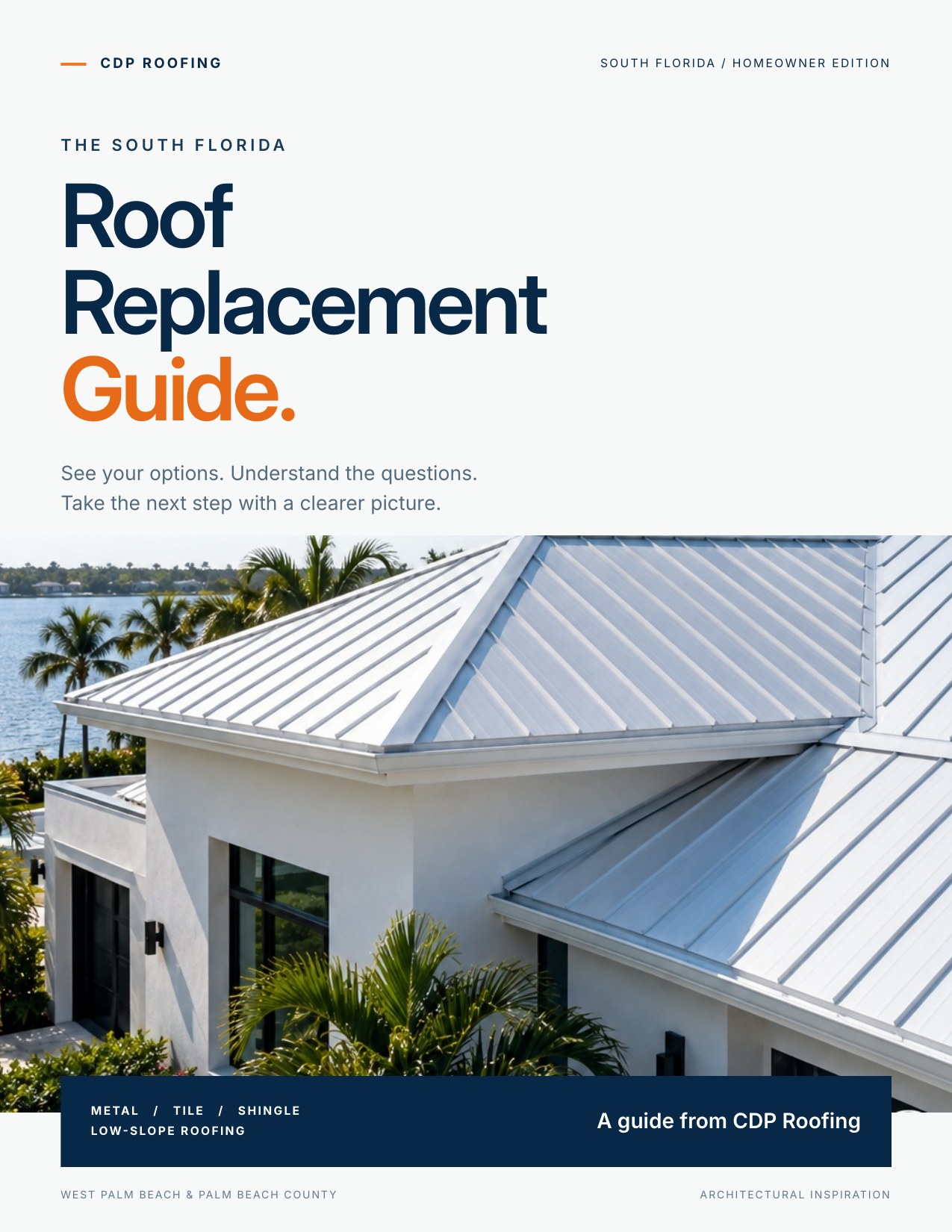 Cover of the South Florida Roof Replacement Guide by CDP Roofing