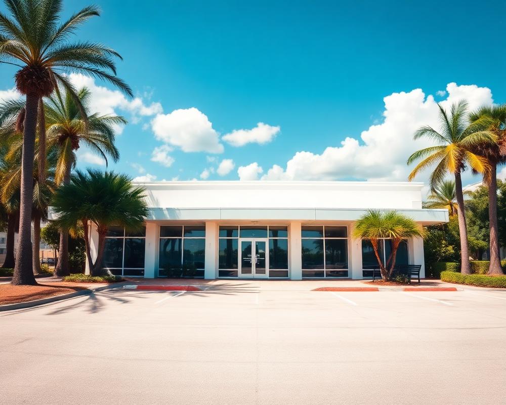 Commercial building in Florida with a flat roof system